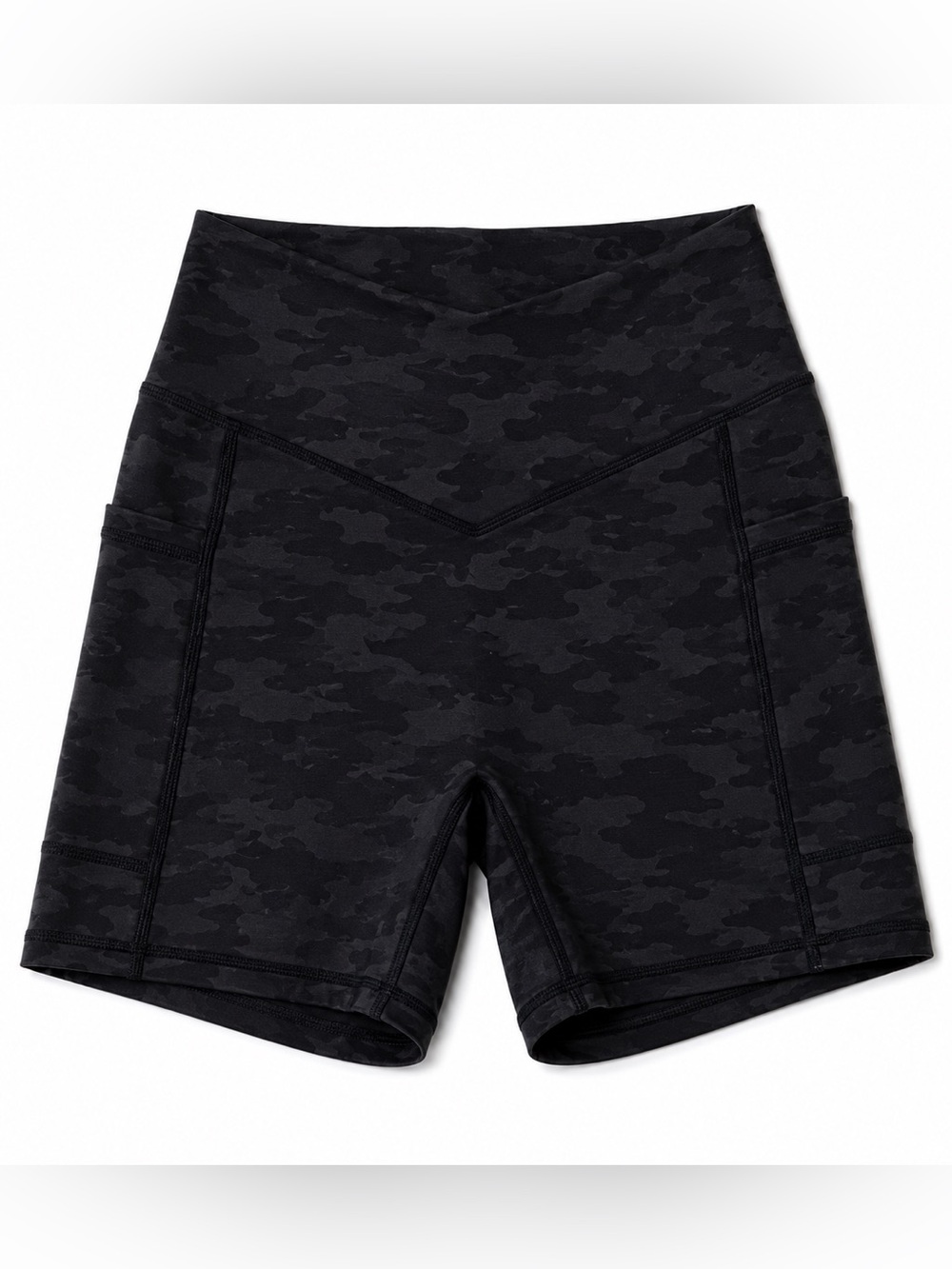 Til You Collapse Black Camo High-Rise Bike Shorts